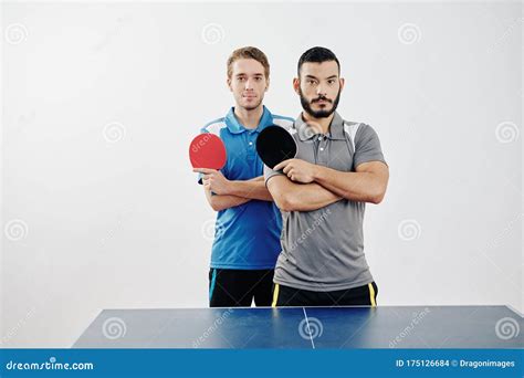 Team Of Table Tennis Players Stock Photo Image Of Sport Standing