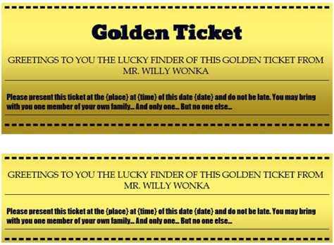 Printable Golden Ticket Templates Word Pdf Best Collections