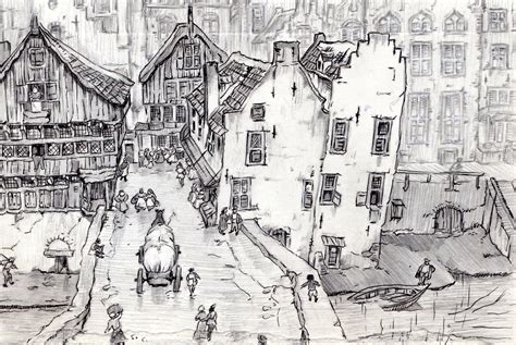 Medieval Village Sketch At Explore Collection Of