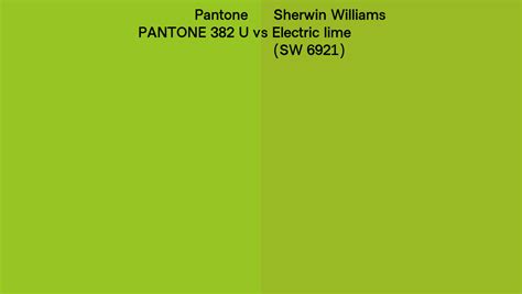 Pantone 382 U Vs Sherwin Williams Electric Lime Sw 6921 Side By Side