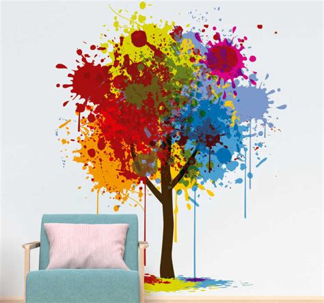 Paint Splash Tree Wall Sticker Tenstickers