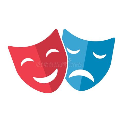 Set Of Theater Face Mask Icon Emotion Actor Comedy And Drama Symbol Festival Sign Vector