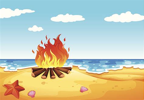 Best Beach Fire Illustrations Royalty Free Vector Graphics And Clip Art