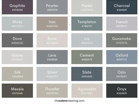 136 Shades Of Gray Color With Names Hex RGB CMYK Codes 56 OFF