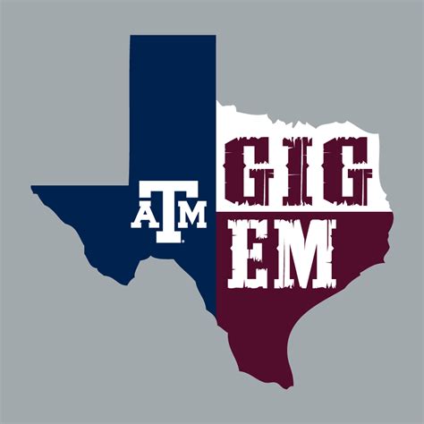 Texas Aandm Aggies 5 X 5 Gig Em Texas Decal Maroon White And Blue The
