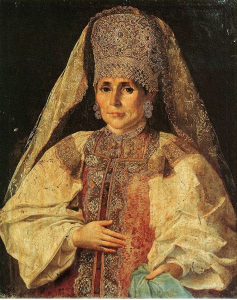 Russian Woman In Traditional Clothes 18th Century Portrait Peasant