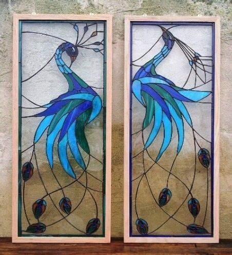 Custom Made Stained Glass Panels - "Iridescent Peacock" (P-26) by