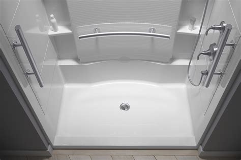 White Sterling 72290103 V 0 Accord 36 Inch X 60 Inch X 74 12 Inch Shower Kit With Seat And Grab