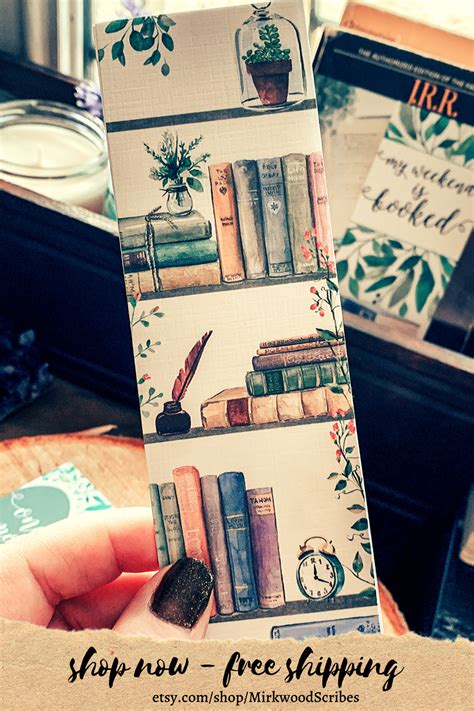 Bookshelves Watercolor Handmade Bookmark Cozy Reading Nook Etsy