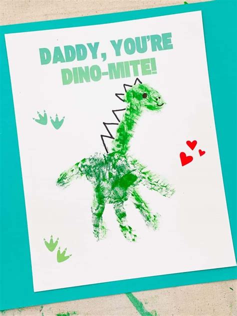 Dinosaur Handprint Art Cute Fathers Day Craft