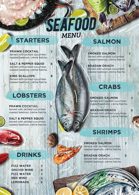 Seafood Menu Preview Seafood Menu Menu Card Design Food Menu Design