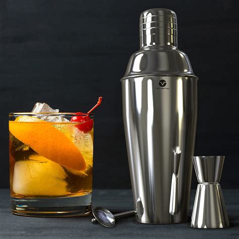Vremi Stainless Steel Cocktail Shaker Set - 5 Piece Bartender Kit with 