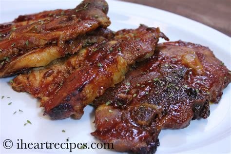 Pork sirloin chops are a cheaper cut of pork, with a lot of bone and tough muscle. Baked Barbecue Pork Chops | I Heart Recipes