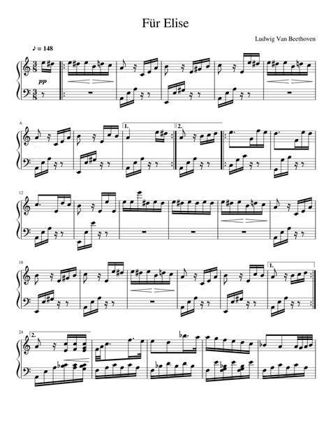 Für Elise Sheet Music For Piano Solo Download And Print In Pdf Or