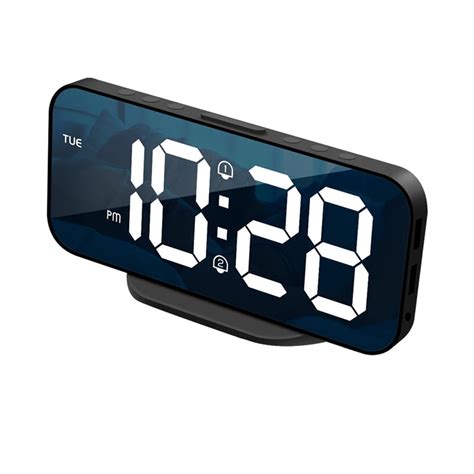 Hd Mirror Alarm Clock Digital Day Of Week Display Night Mode Snooze