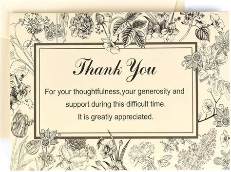 Thank You Cards With Envelopes Pack For Funeral Sympathy