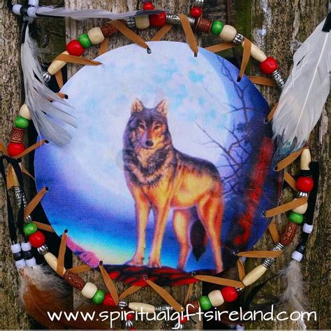 Native American Wolf Dreamcatcher Extra Large 3 Ring Moon Spiritual