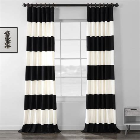 Exclusive Fabrics And Furnishings Onyx Black And Off White Room Darkening Horizontal Stripe