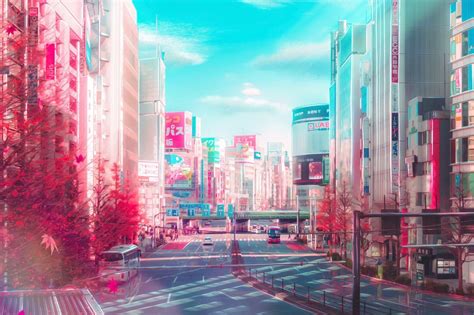 Aesthetic Anime City Desktop Wallpapers Wallpaper Cave