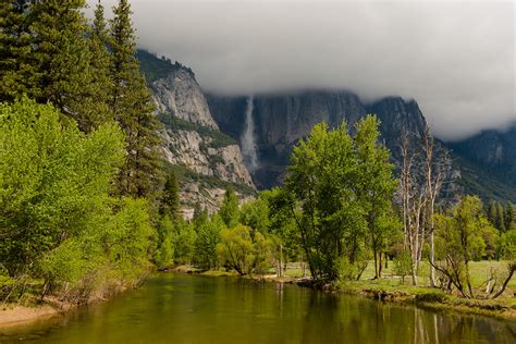 Yosemite National Park Mountain River Landscape Waterfall