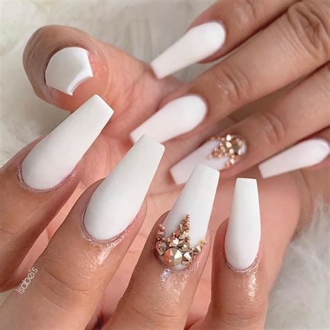 Coffin Acrylic Nails With Diamonds On One Nail Tips Color Short