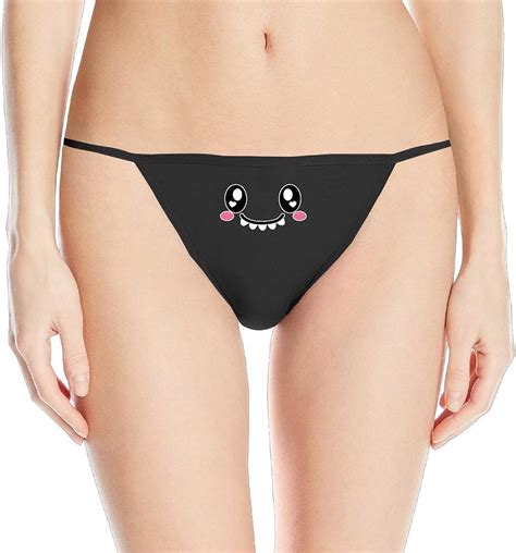 Custom Womens Awesome Vampie Cute Face Brief Panties Thong Black Size M Amazonca Clothing
