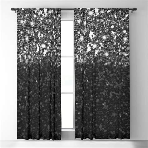 Black And Silver Glitter Gradient Blackout Curtain By Nlmiller07art