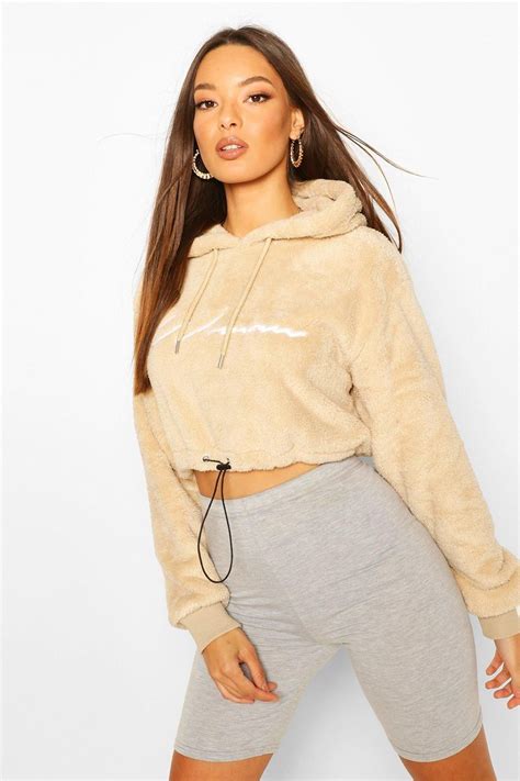 Woman Embroidered Fleece Crop Hoodie Cropped Hoodie Outfit Crop Top Hoodie Cropped Hoodie