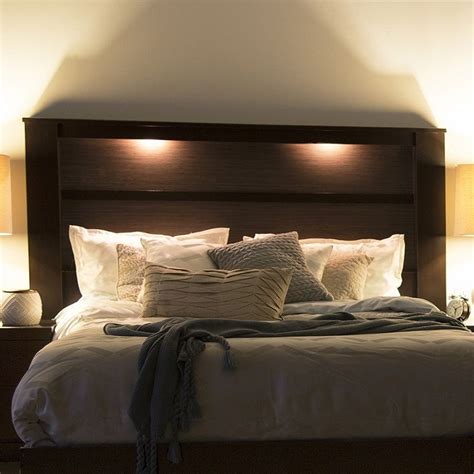 Fill your cart with color today! King Size Lighted Panel Headboard 2-Lights Chic Accent ...