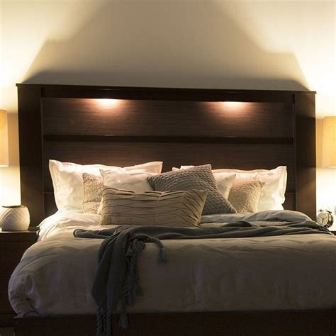 Shelves storage type, bedroom, and. King Size Lighted Panel Headboard 2-Lights Chic Accent ...