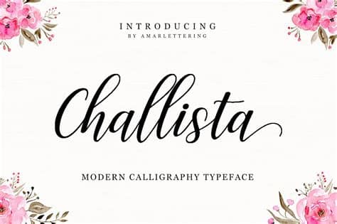 Guld script is a brush typeface with vibrant strokes; Challista Script Font - Free Fonts