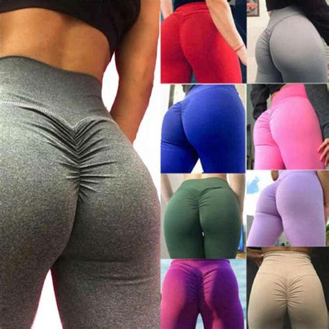 womens sports scrunch butt lift push up ladies gym leggings yoga pants fitness ebay