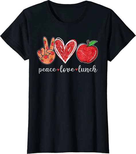 Womens Peace Love Lunch Funny Lunch Lady Ts T Shirt