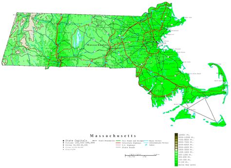 Massachusetts Topographic Map World Map Gray