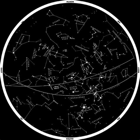 Northern Hemisphere Winter Constellation Map Night Sky Map For