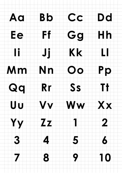 Alphabet And Number Chart Print Rachelle Rachelle