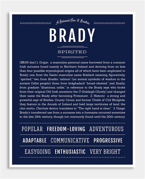 Brady Name Art Print Classic Names Names With Meaning