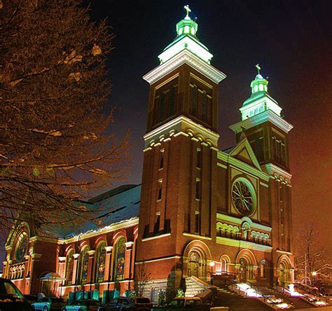 Cathedral Of Our Lady Of Lourdes Night Photos Spokane Washington