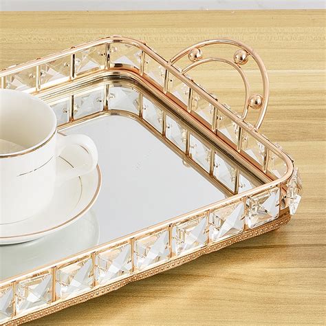 Rectangle Mirrored Vanity Tray Bedroom Decorative Tray Dresser Skin