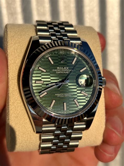 Rolex Datejust 41mm Green Motif Dial 2023 Jubilee Fluted For 16750