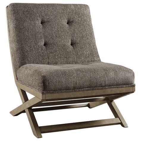 Sidewinder Wood X Base Armless Accent Chair With Fabric Upholstery