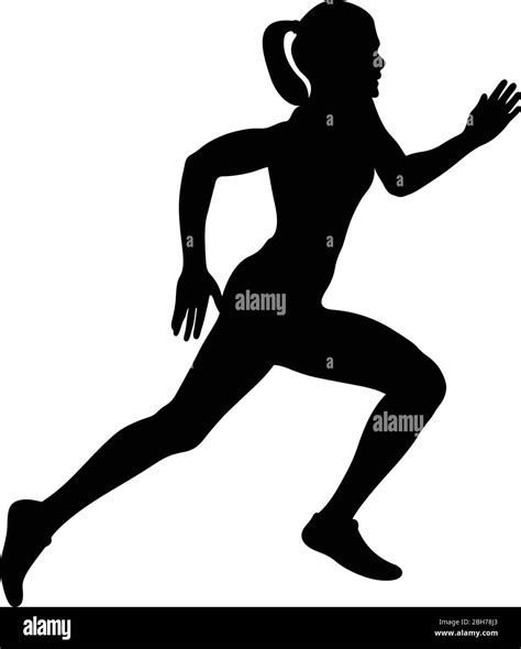 Girl Athlete Runner Run Black Silhouette Stock Vector Image And Art Alamy