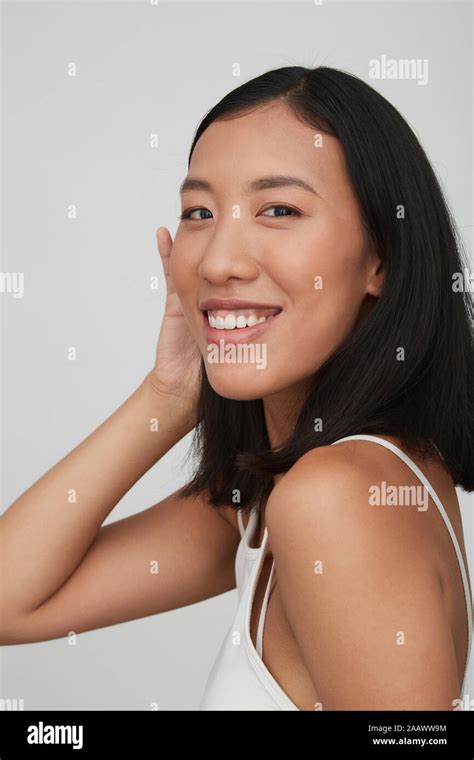 Portrait Of Young Smiling Female Chinese Woman Stock Photo Alamy