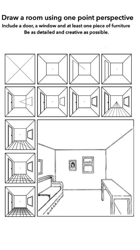 1 Point Perspective Room Handout Perspective Drawing Lessons