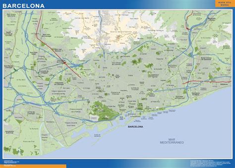 Mapa Mural Accesos Barcelona De Carreteras Para Pared