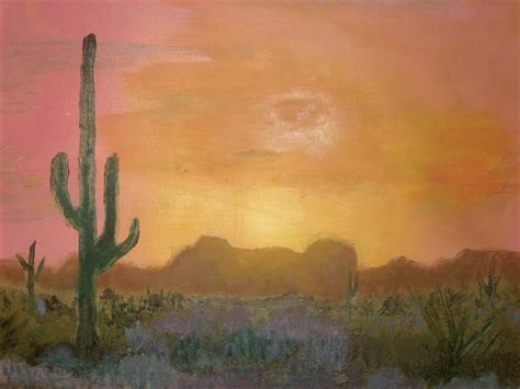 Desert Sunset Oil Painting By John Hughes