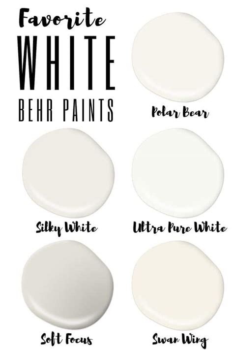 Favorite Behr White Paint Colors List In Progress