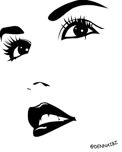 Blacknwhite Digital Illustration Female Beauty Girl Face Drawing