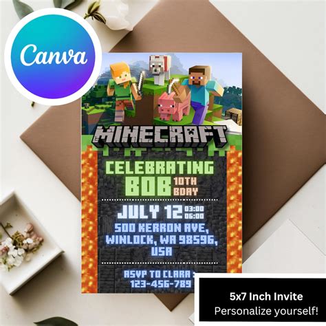 Minecraft Birthday Invitation Video And Free Tag Minecrafter Birthday