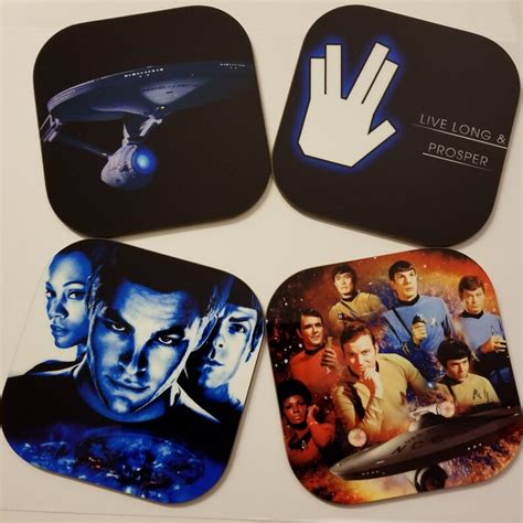Star Trek Coasters Set Of 4 Movies Spock Captain Kirk Etsy